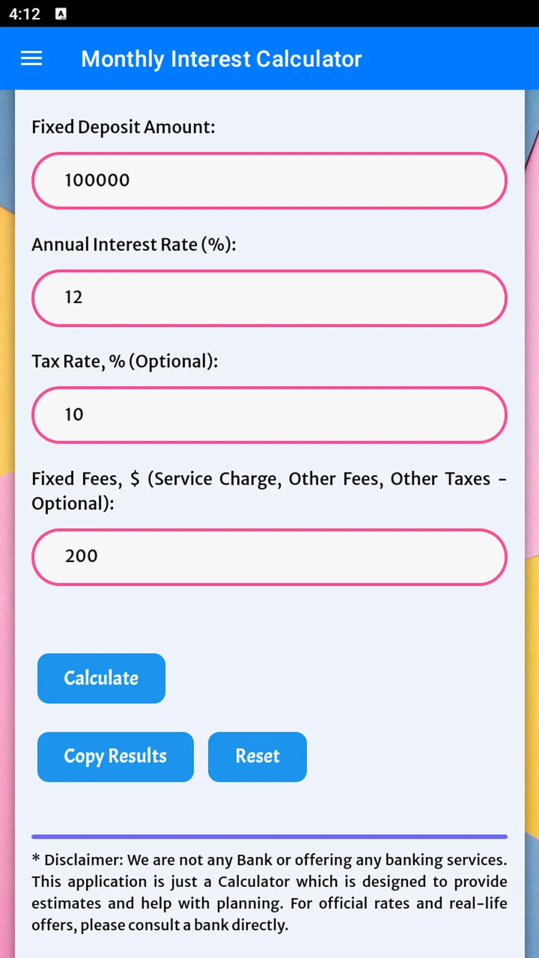 Monthly Interest Calculator