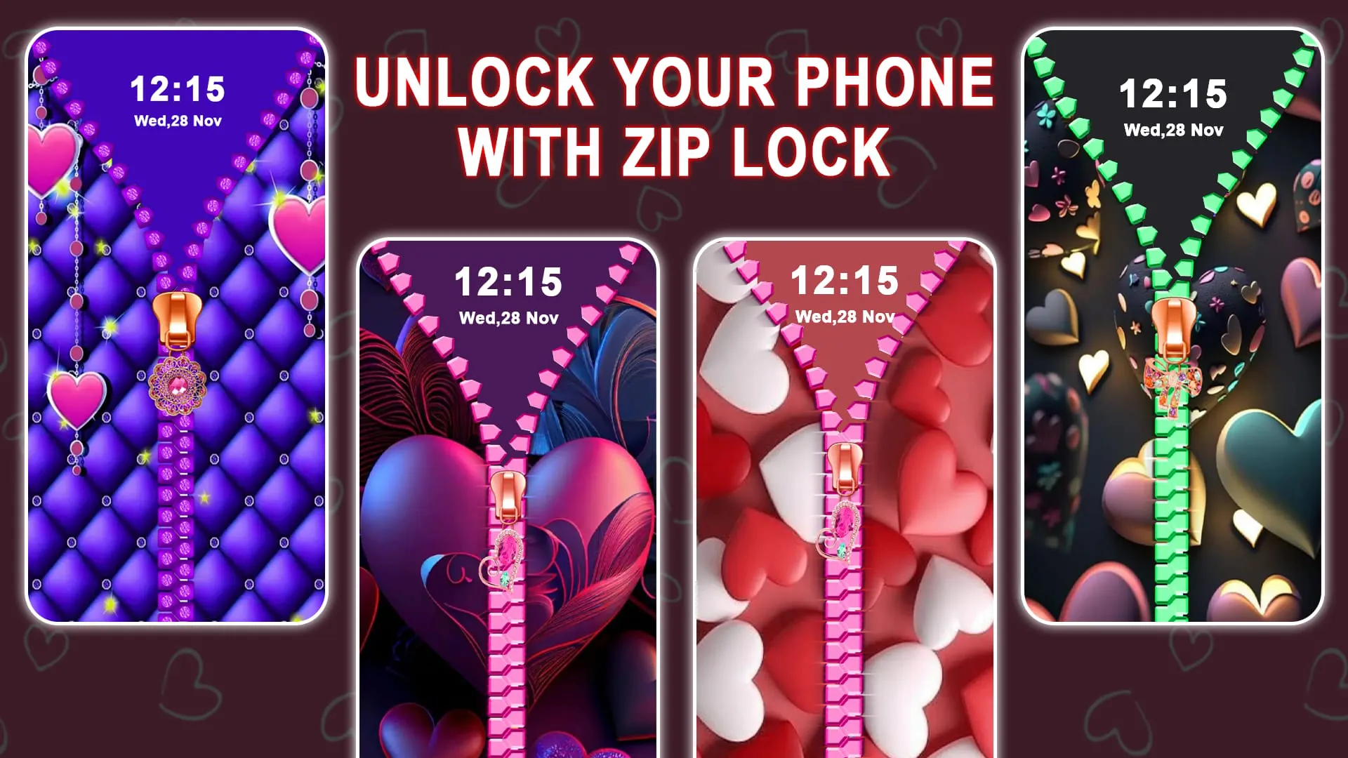 Heart Zipper Screen Lock App