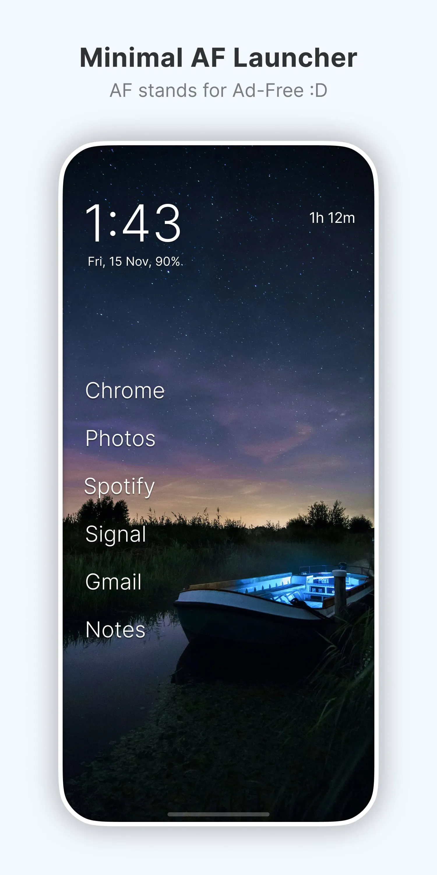 Olauncher. Minimal AF Launcher