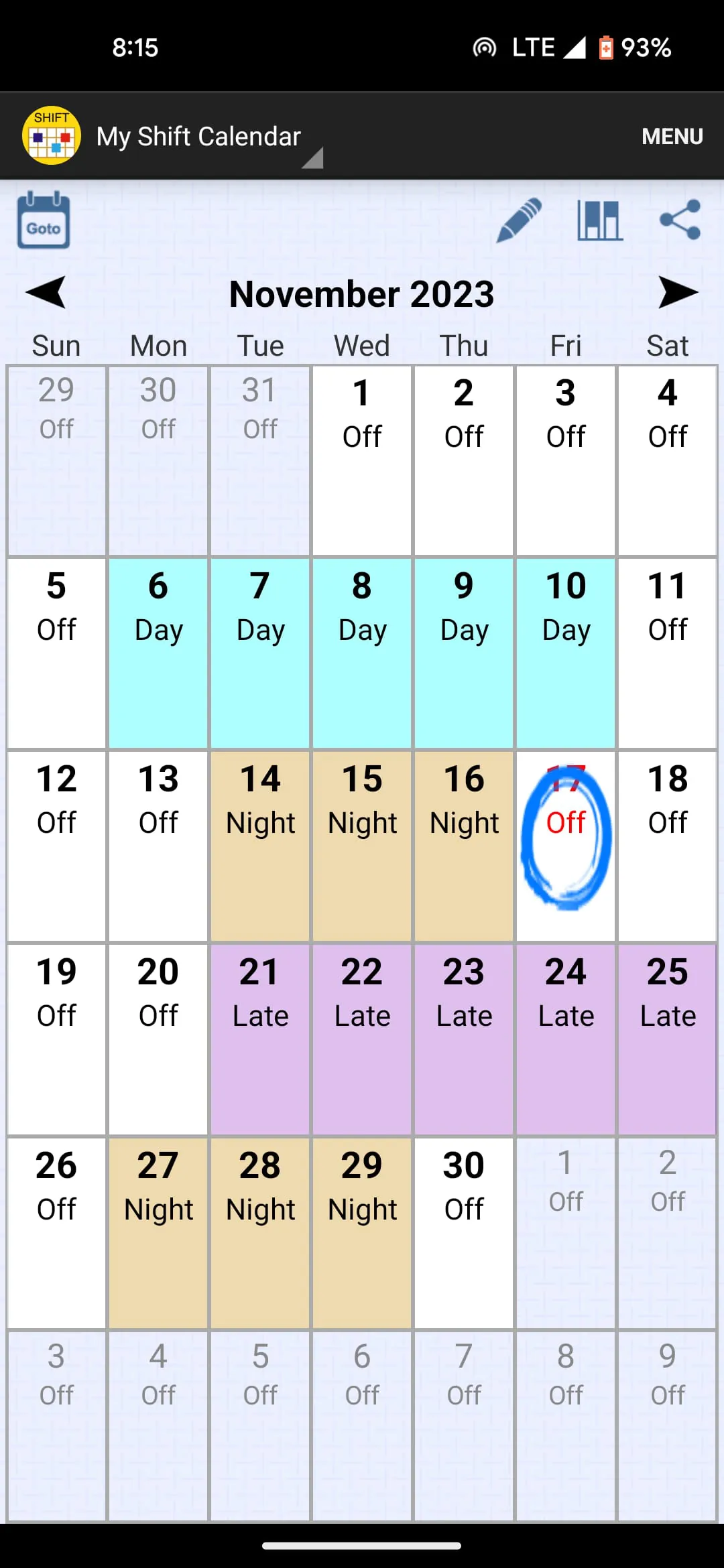 Shift Calendar (since 2013)
