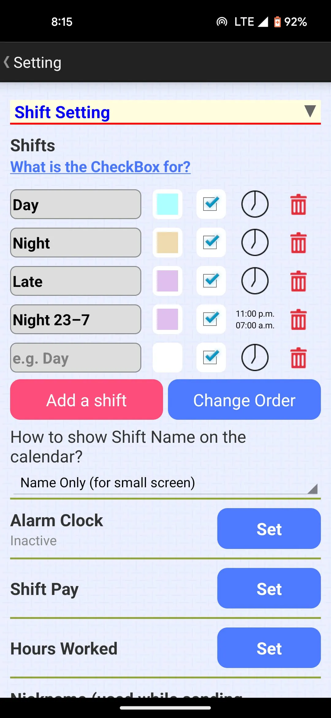 Shift Calendar (since 2013)
