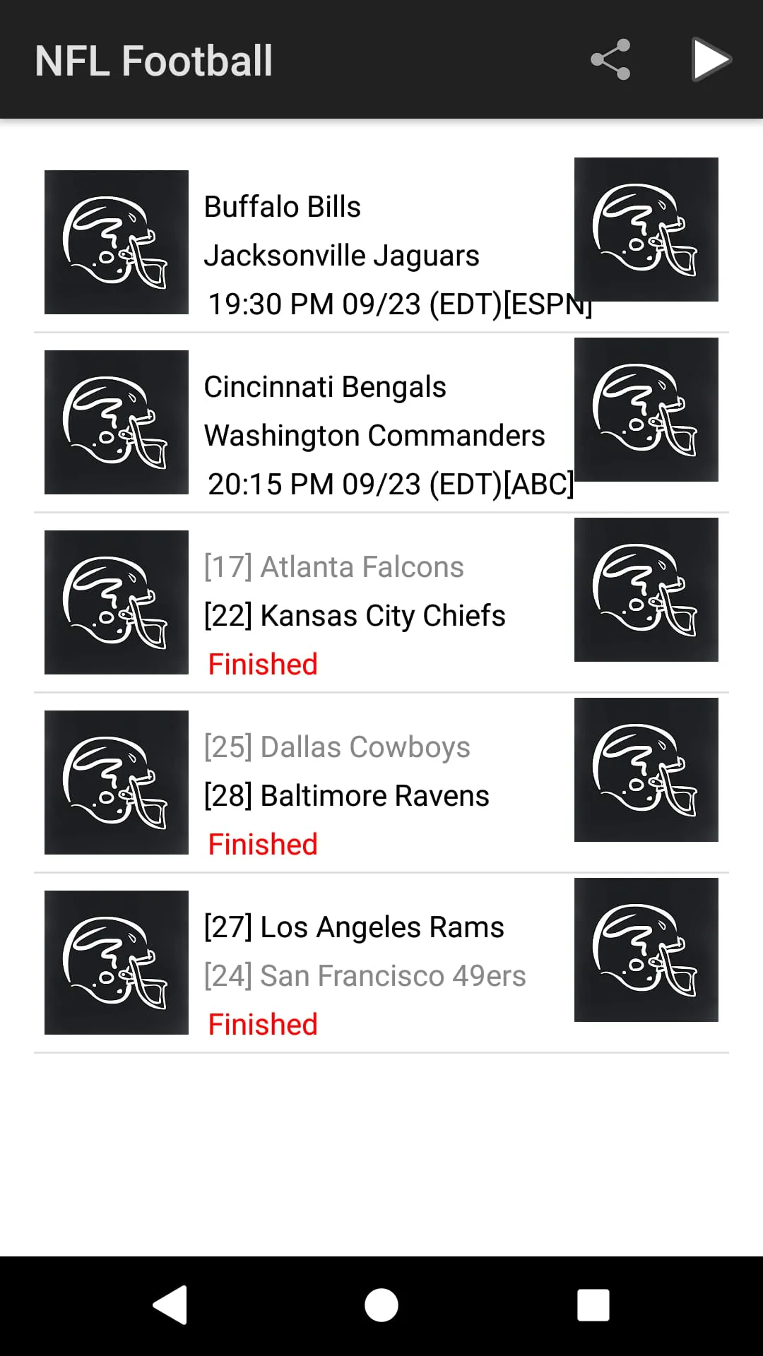 Live US Sports Scores