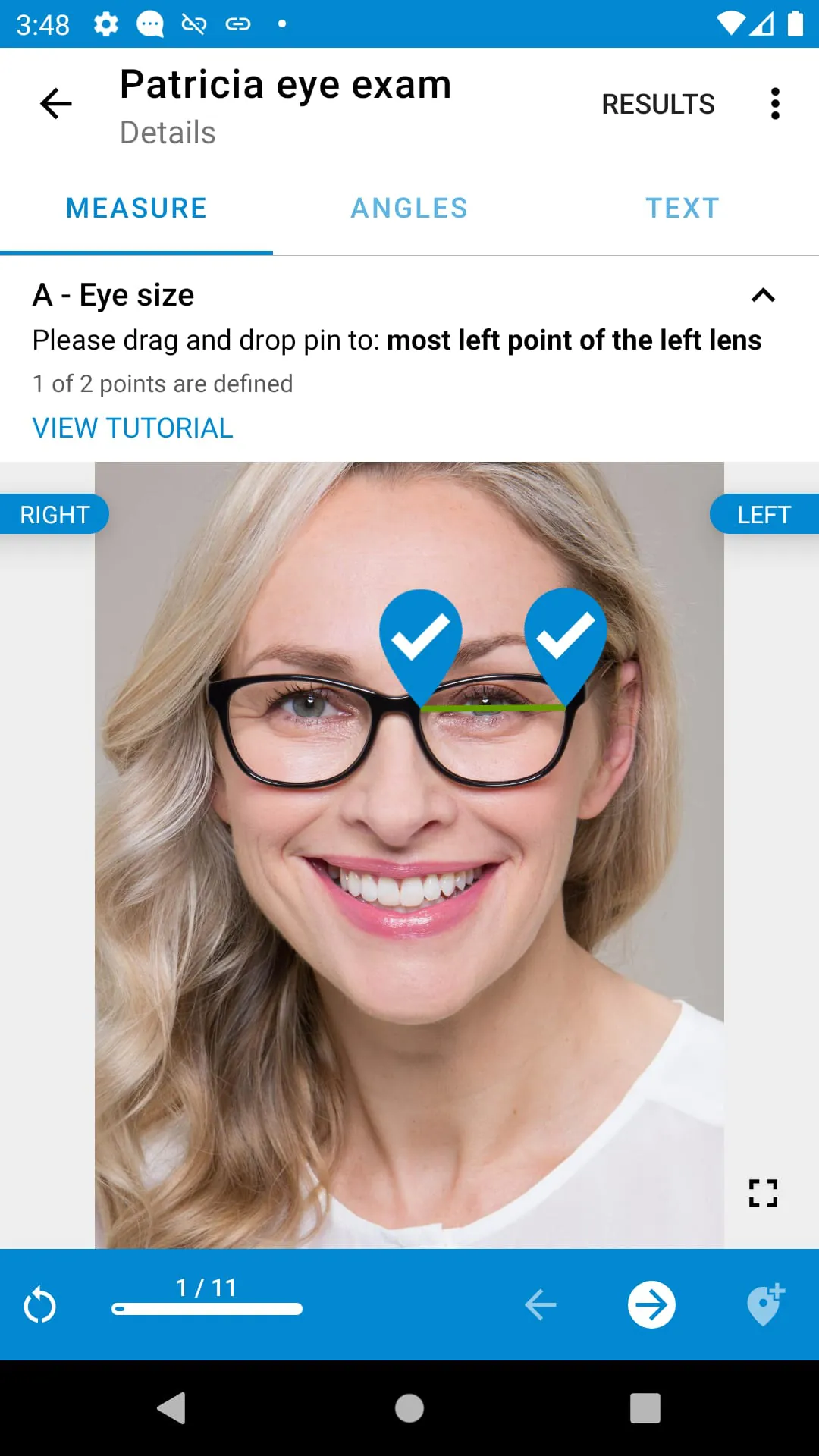 Optometry eye distance measure