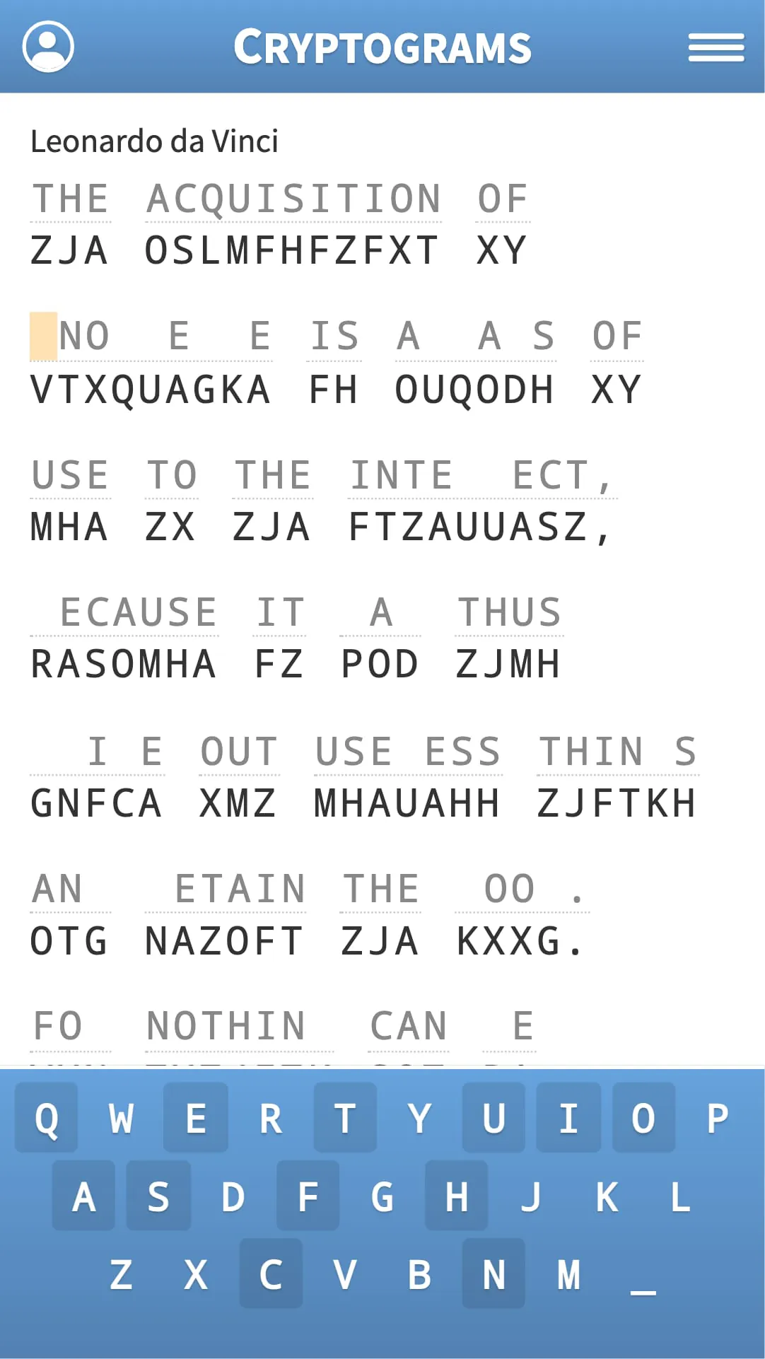Cryptogram · Cryptoquote Game