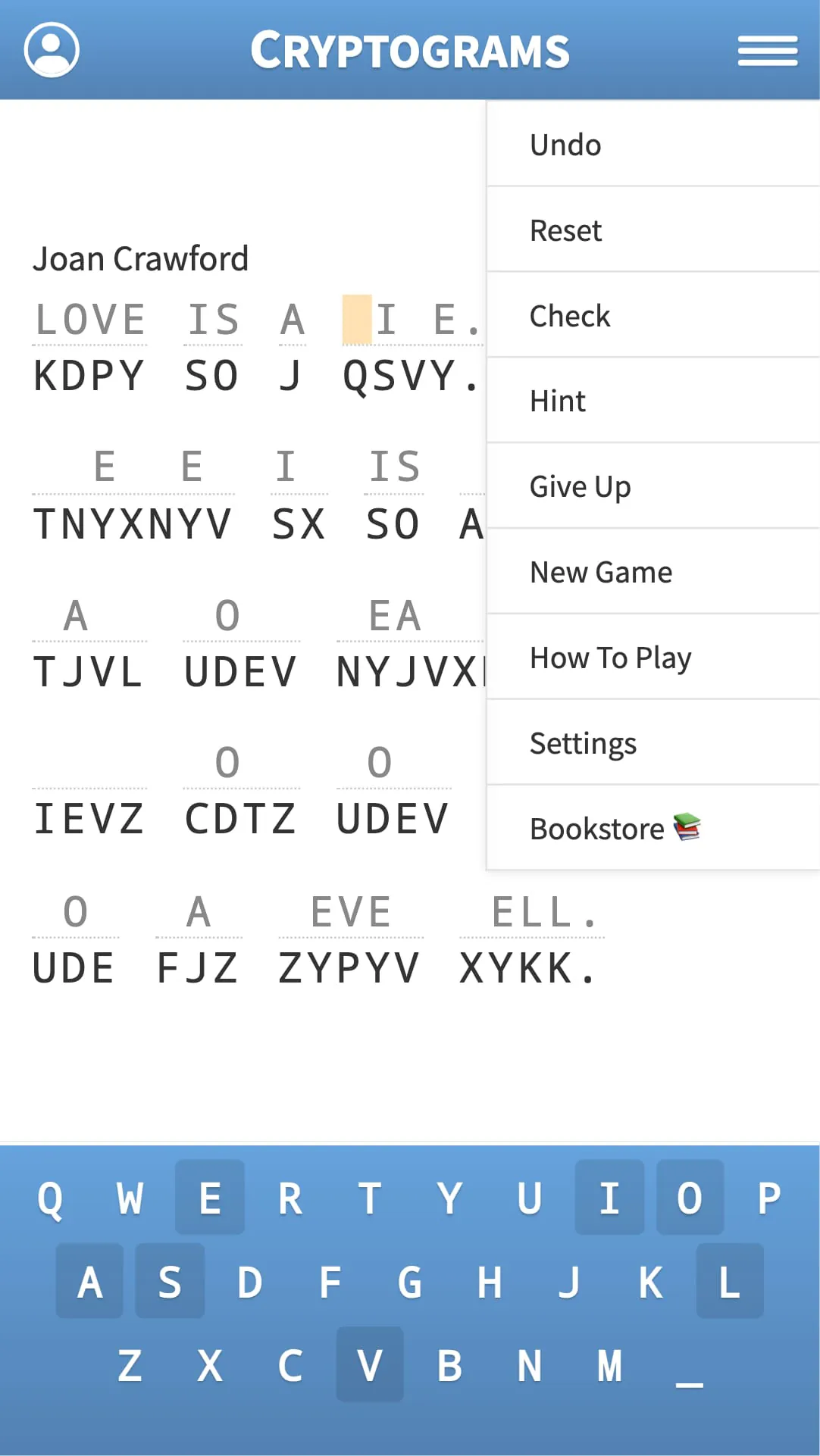 Cryptogram · Cryptoquote Game