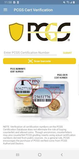 PCGS Cert Verification