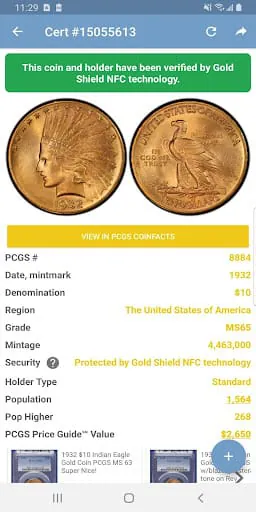 PCGS Cert Verification