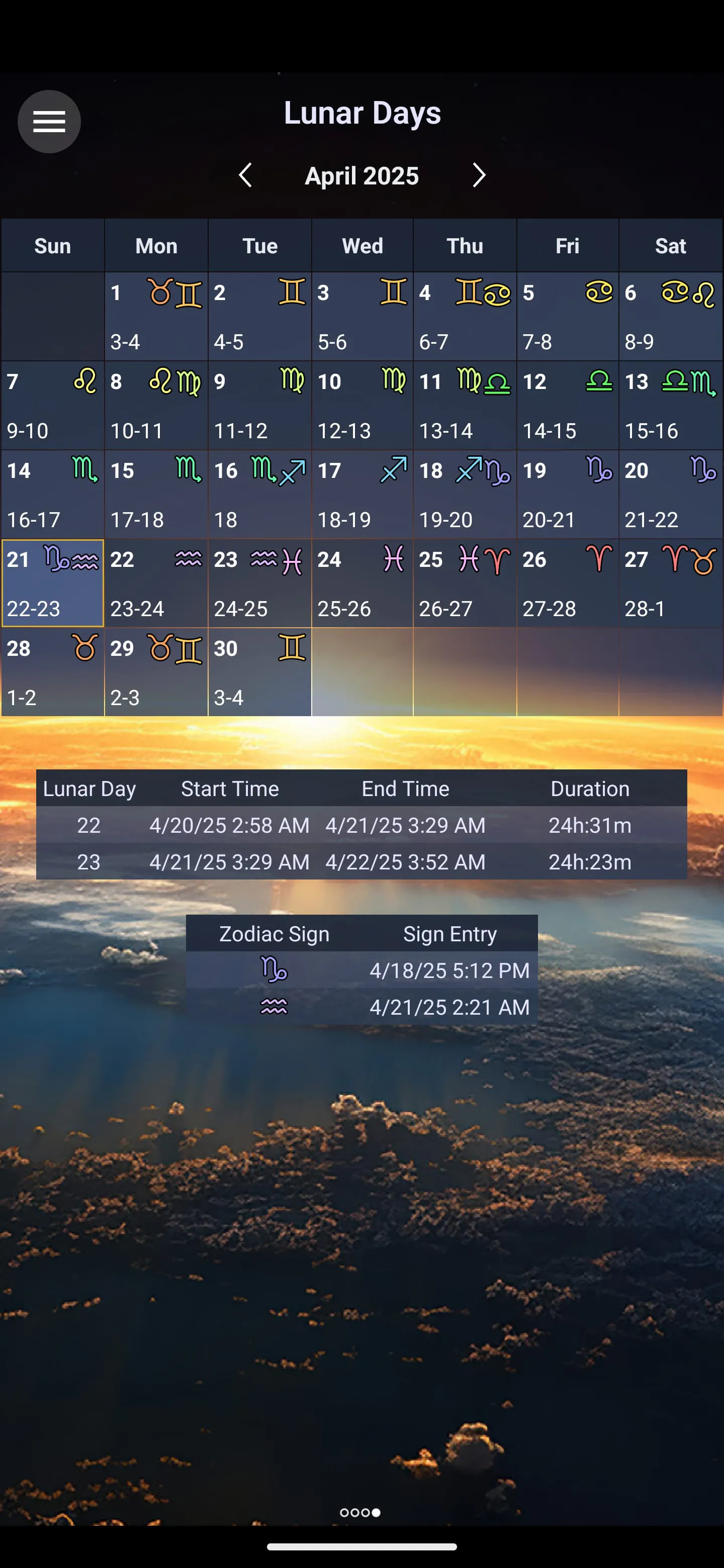 Moon Calendar