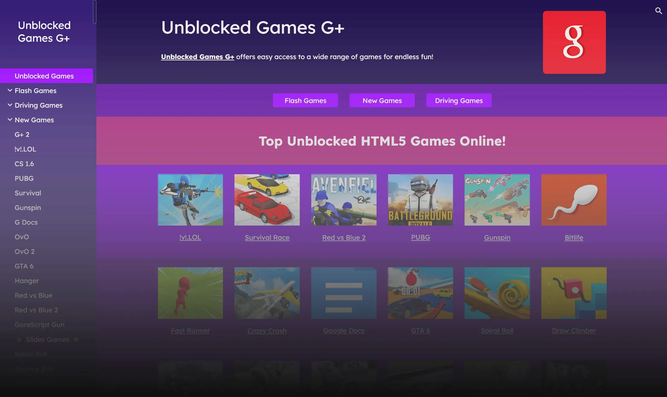 Unblocked Games G+