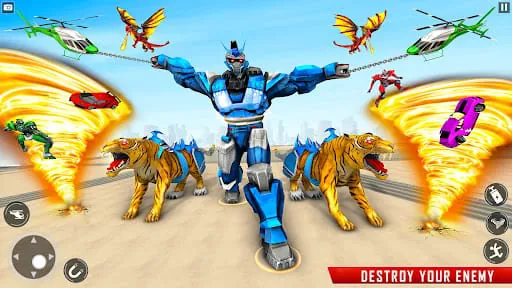 Police Tiger Robot Car Game 3d