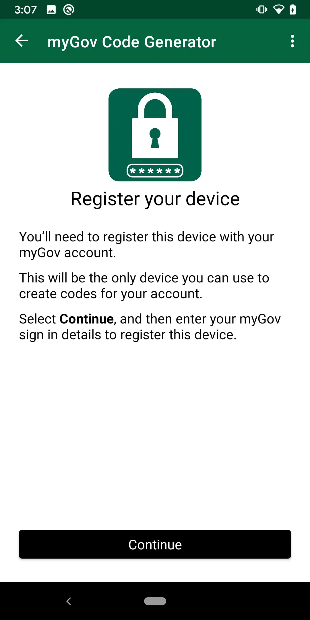 myGov Code Generator