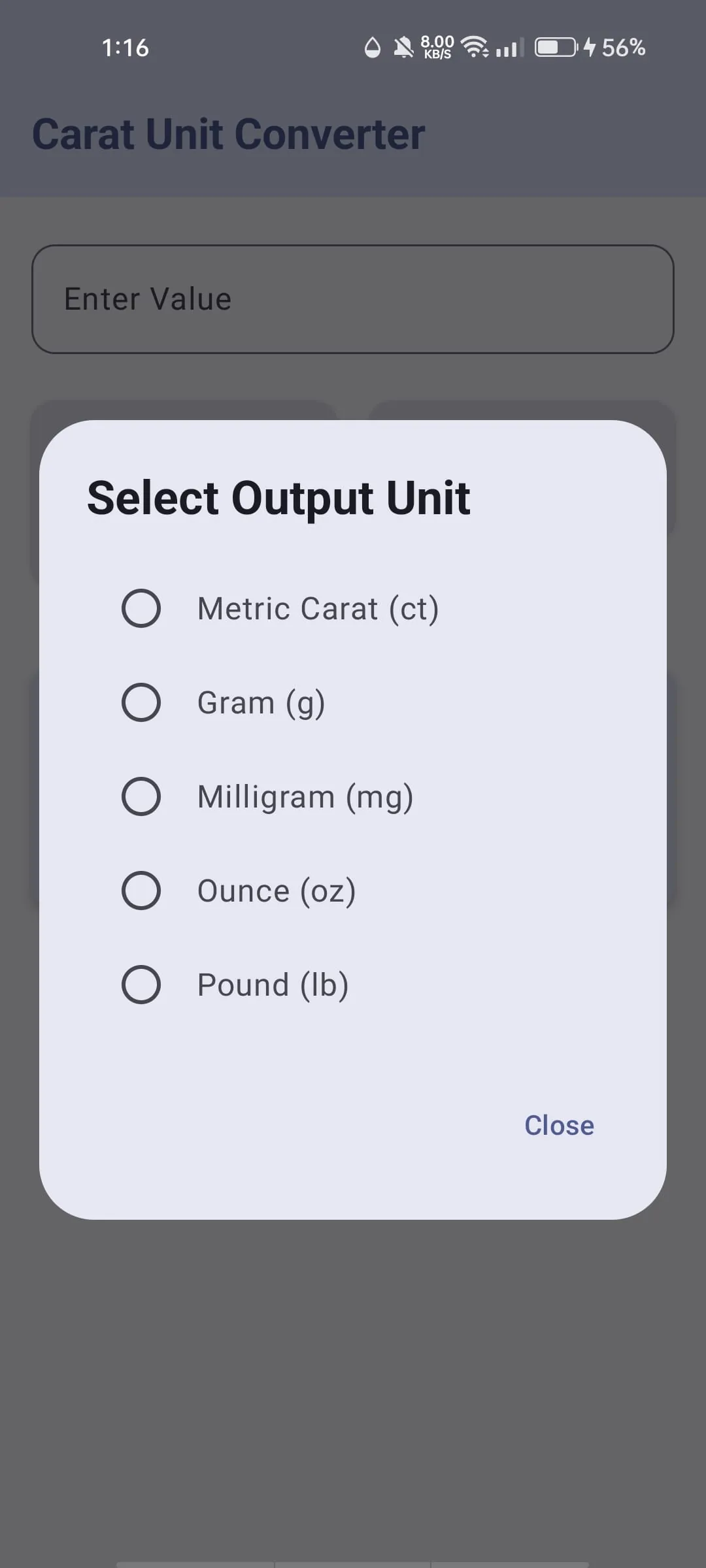Carat Unit Converter