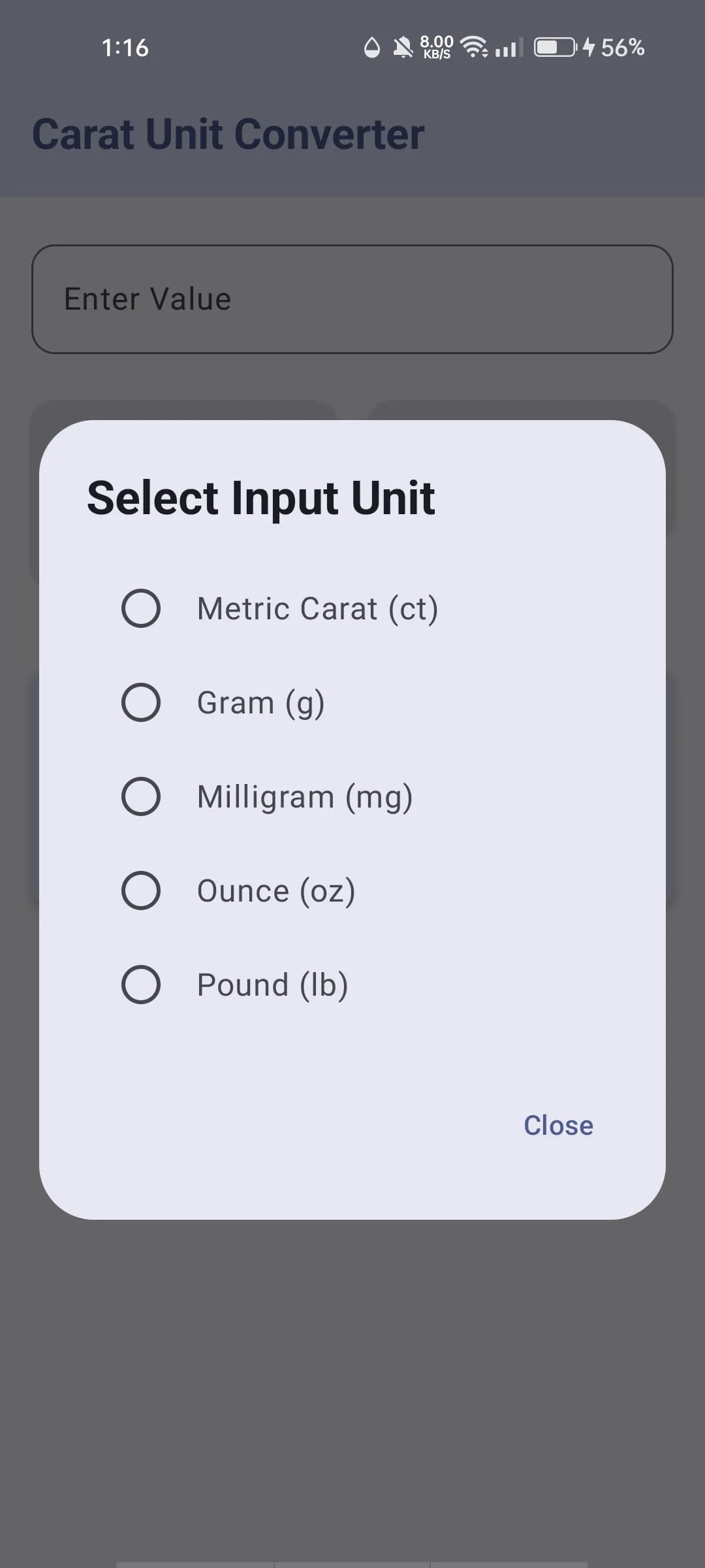 Carat Unit Converter
