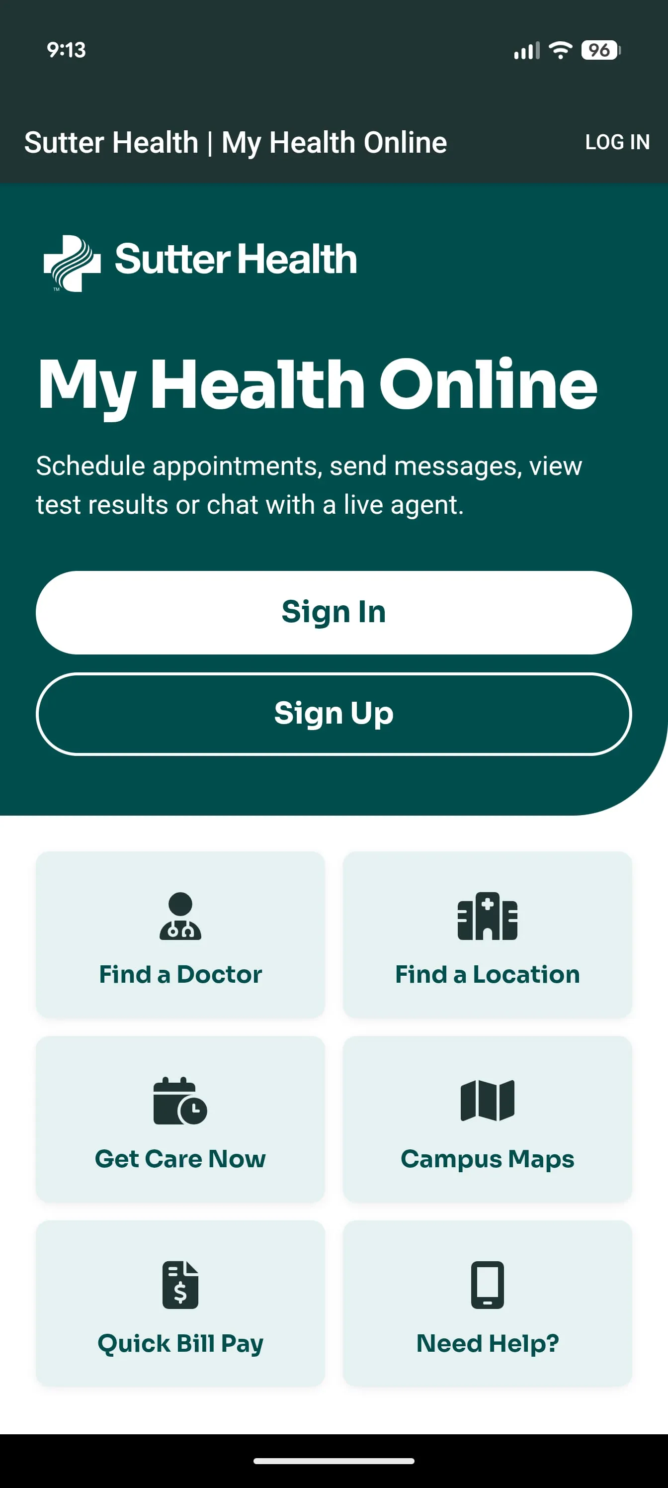 Sutter Health My Health Online