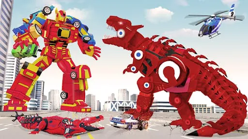 Limo Car Dino Robot Car Game