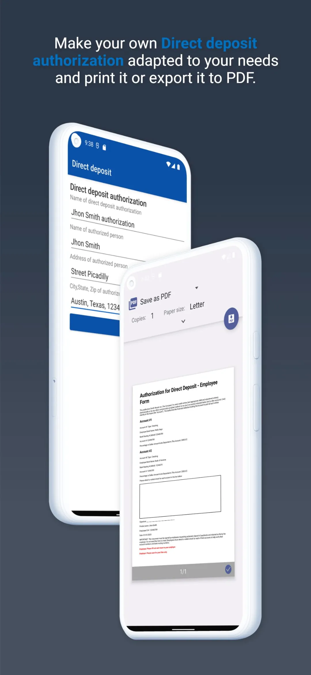 Direct Deposit Authorization