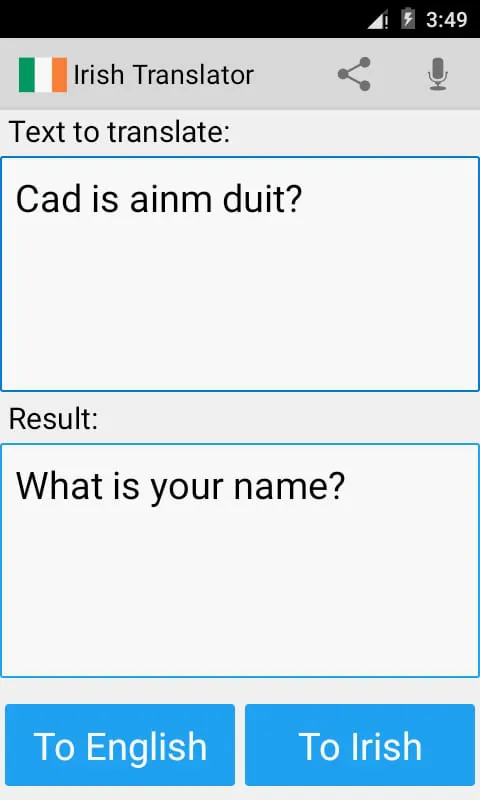 Irish English Translator