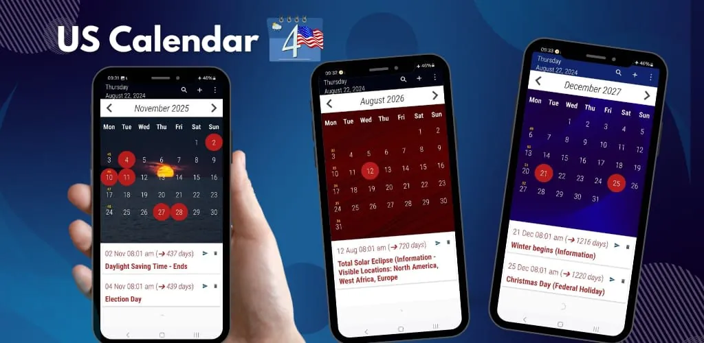 US Calendar with Holidays