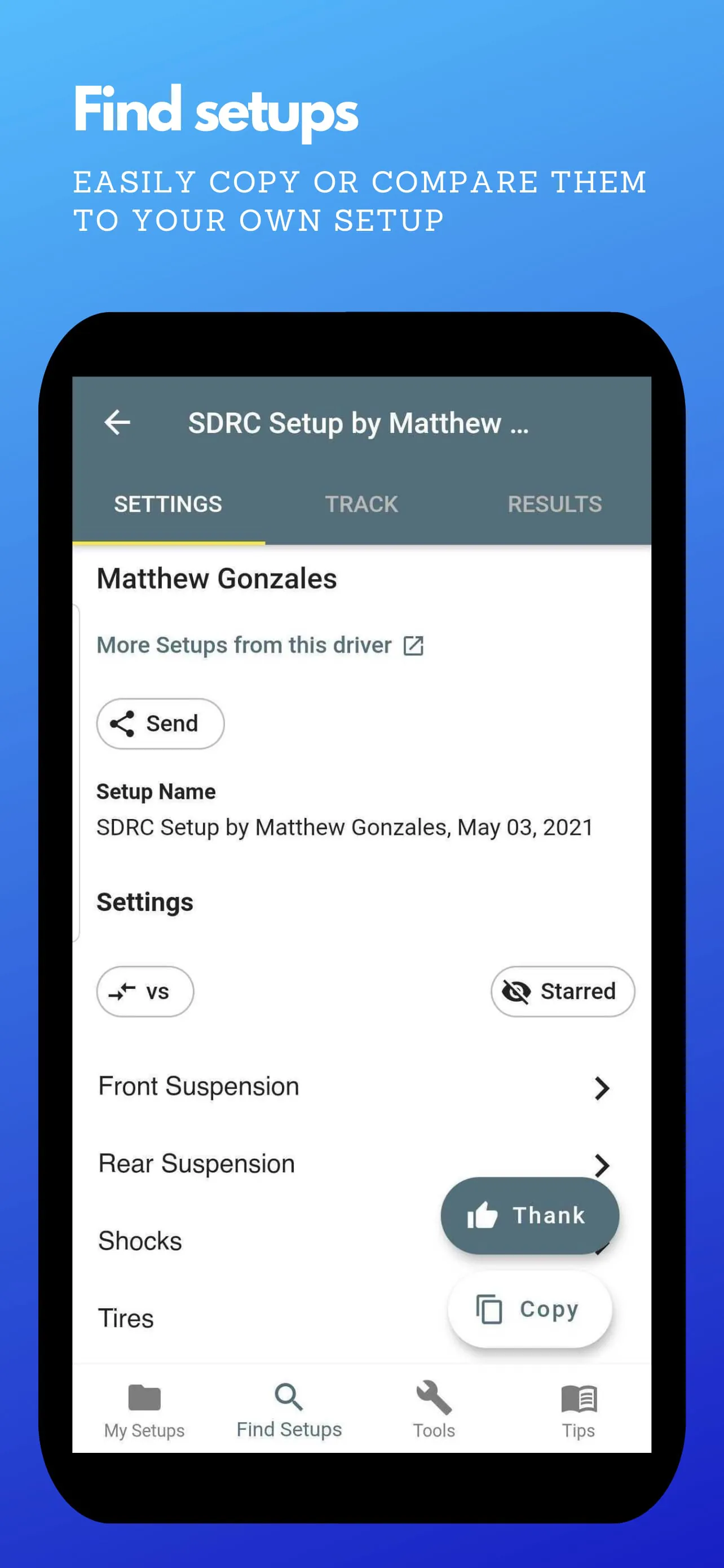 RC Setup App & Race Log