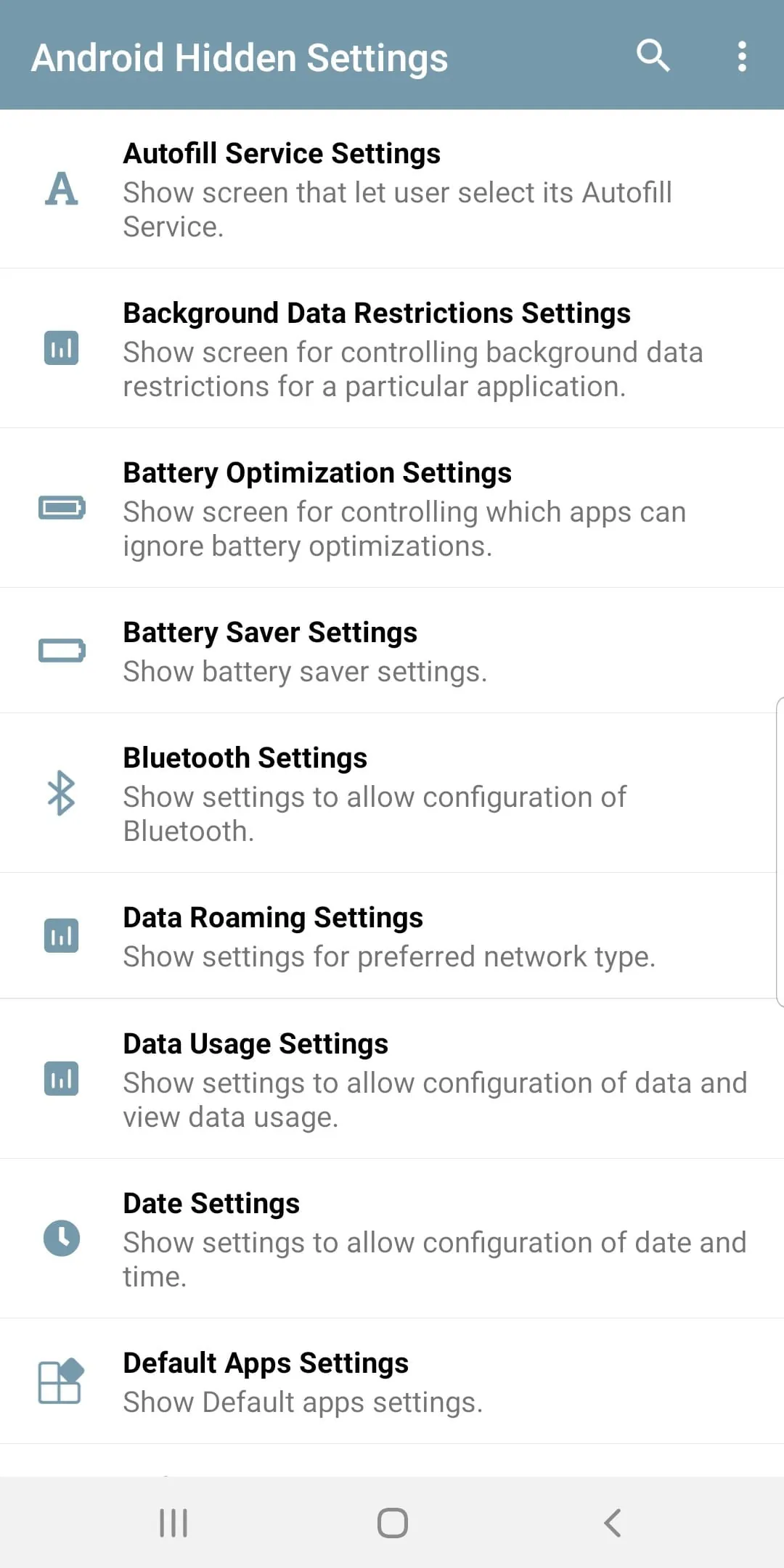 Android Hidden Settings