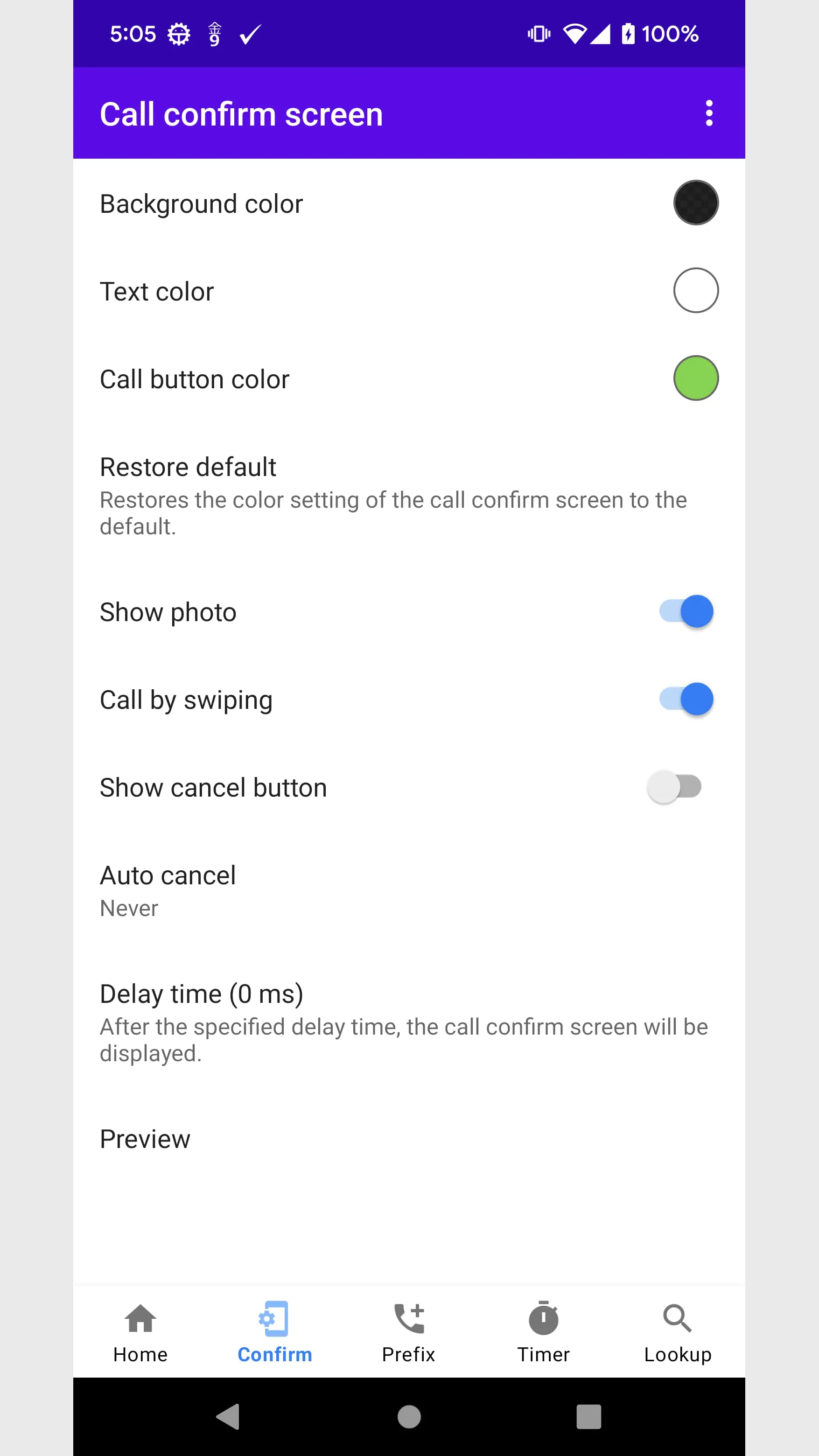 Outgoing Call Confirm