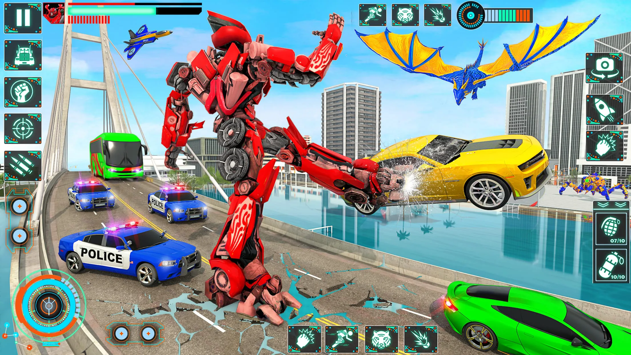 Dragon Robot Police Car Games