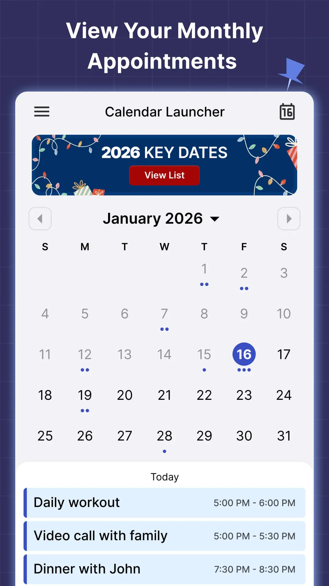 2026 Calendar Launcher