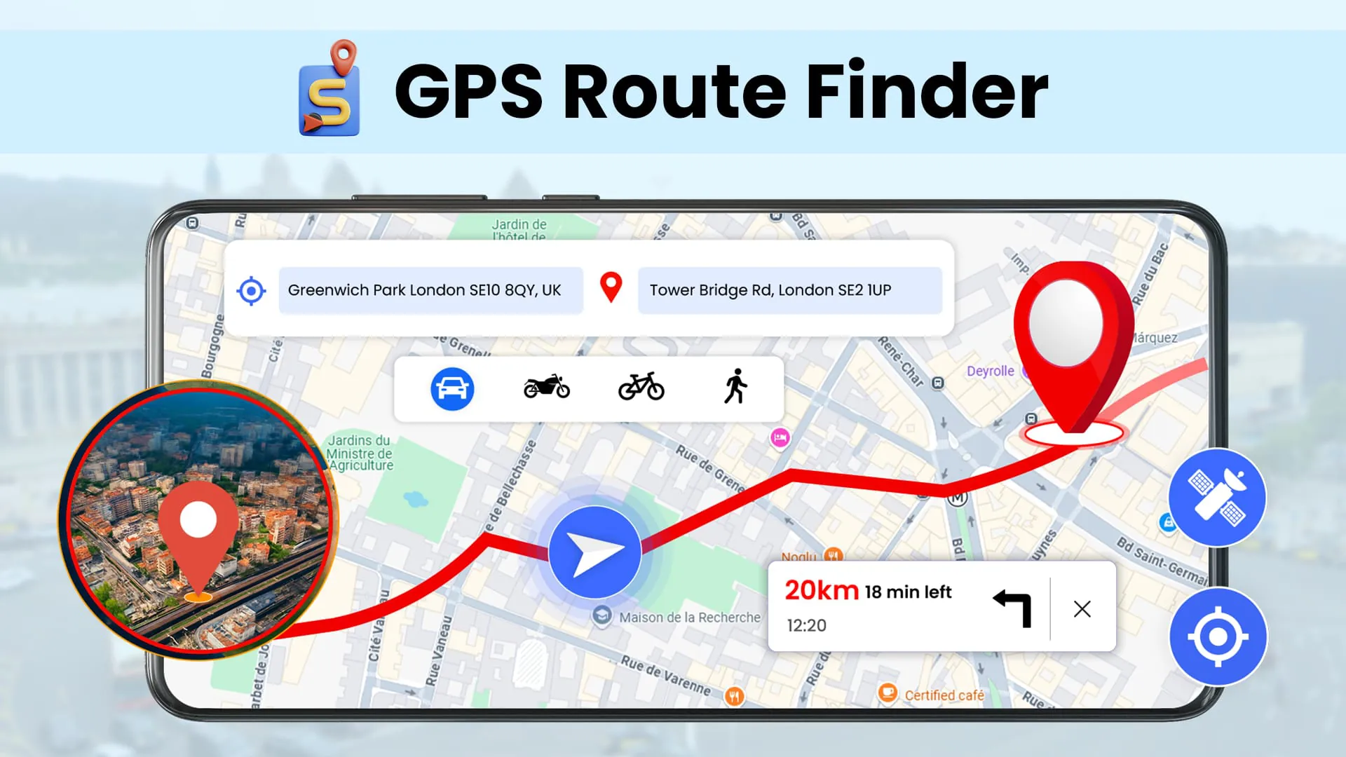 GPS Navigation Satellite Map