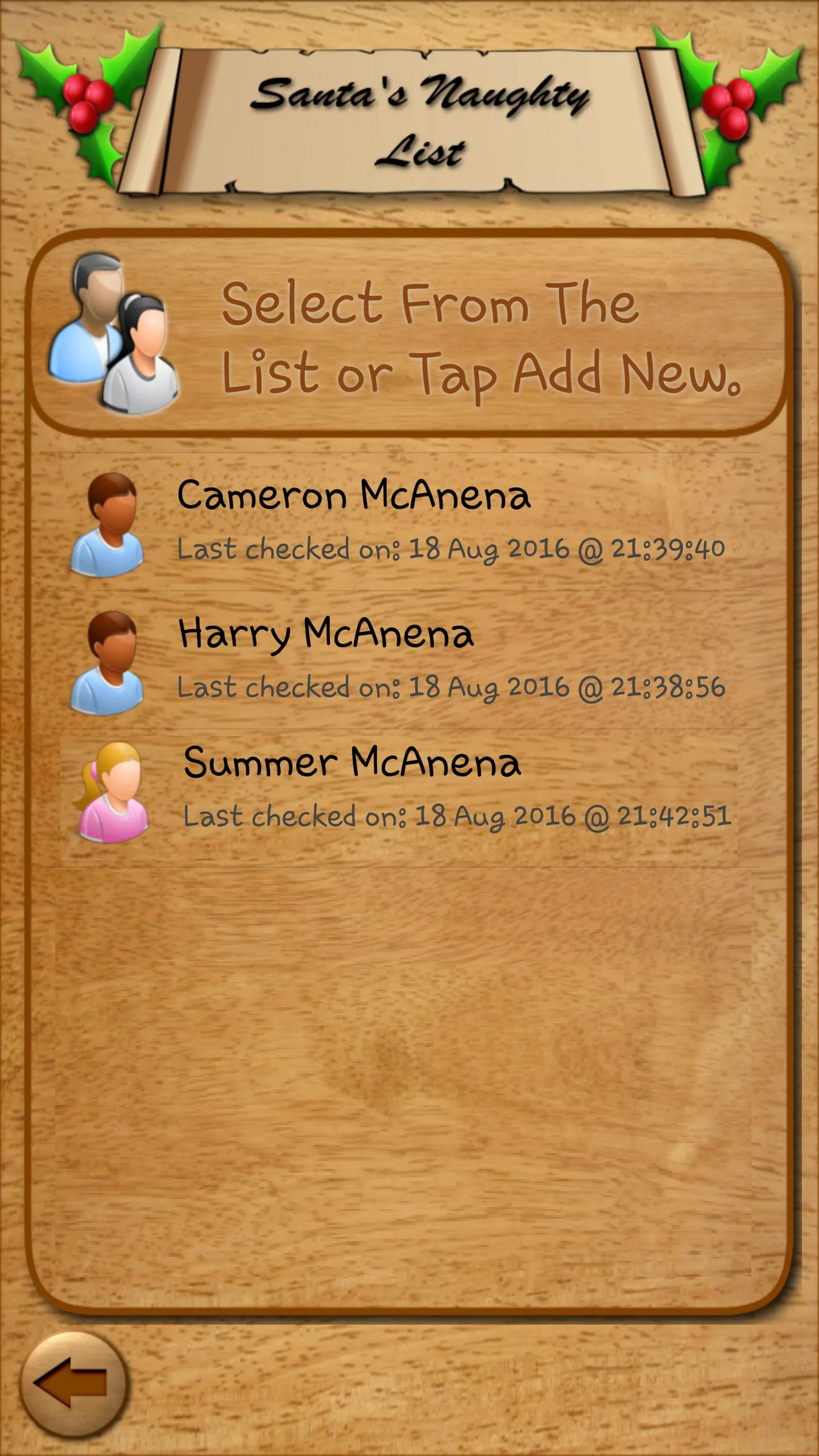 Santa's Naughty List App