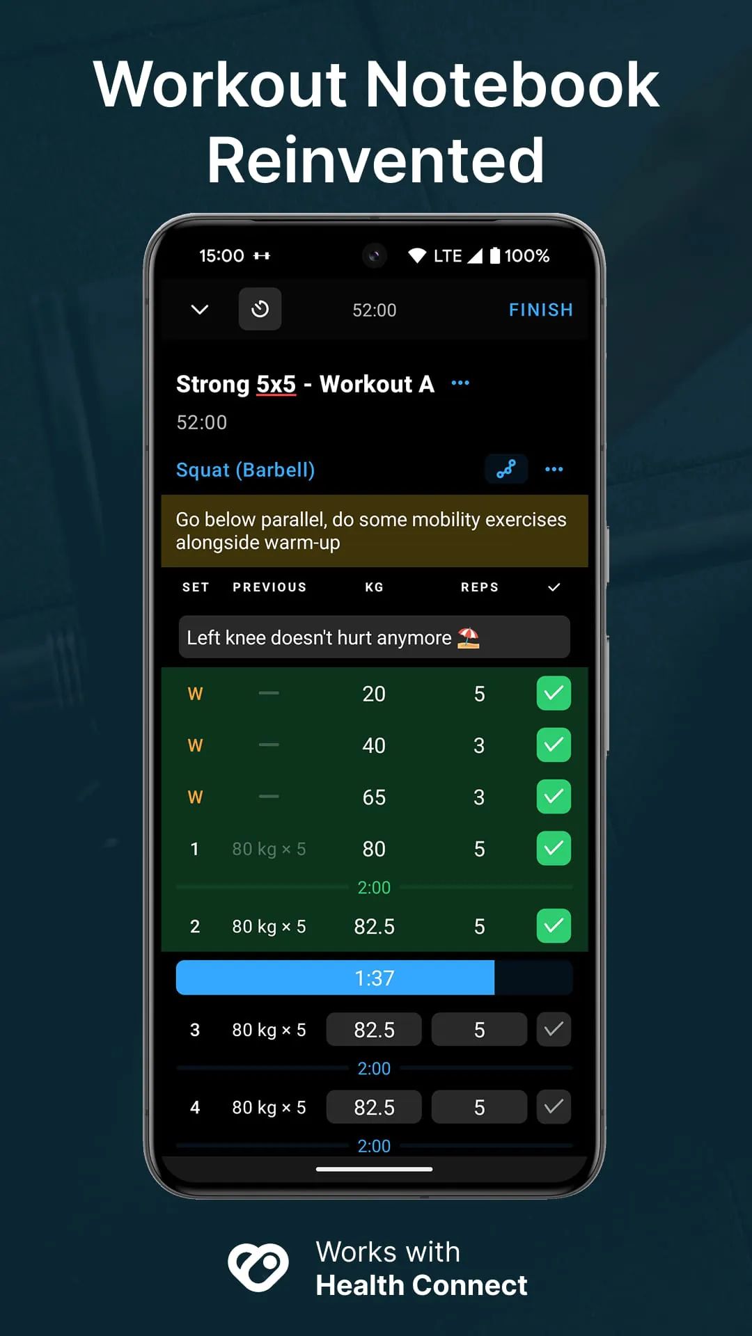 Strong Workout Tracker Gym Log