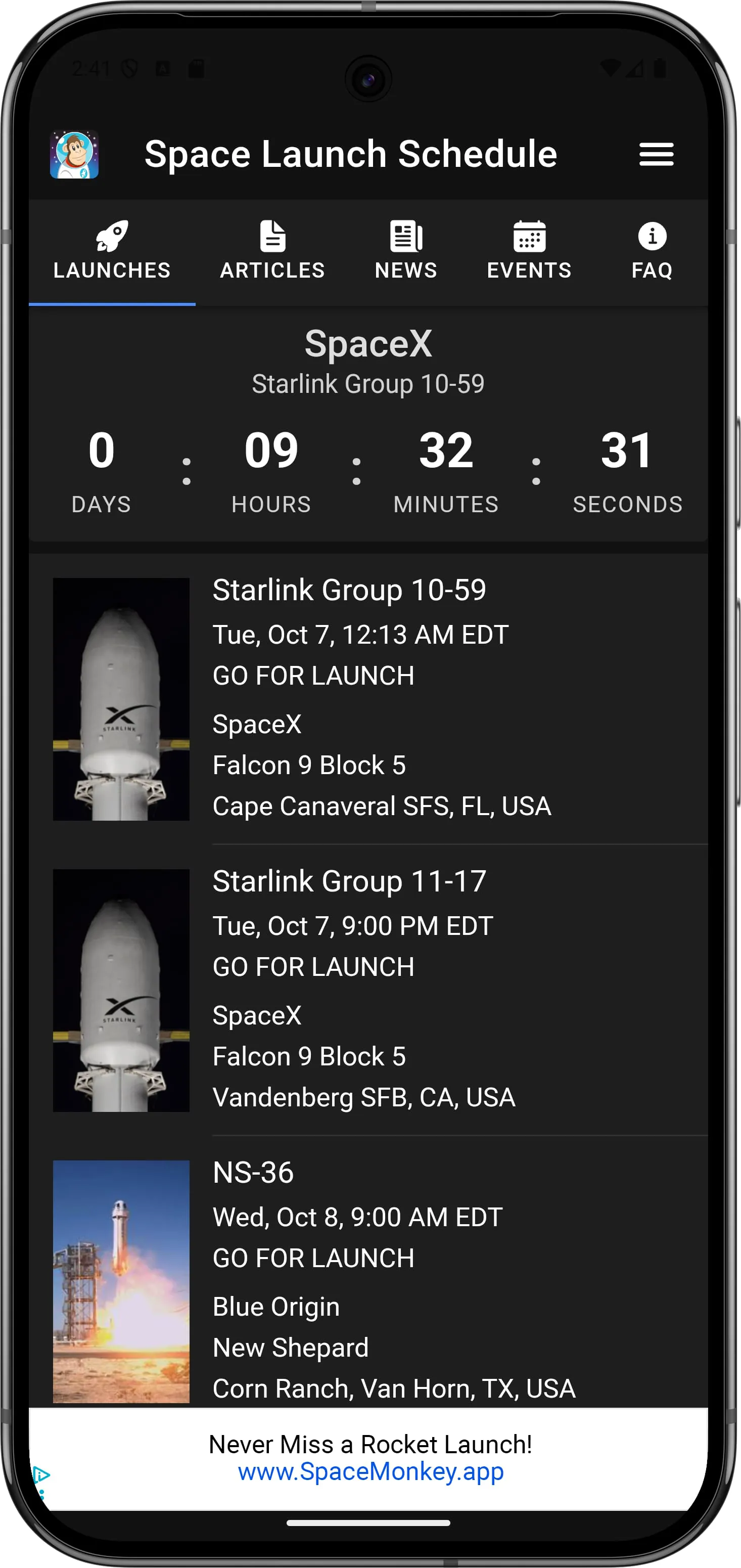 Space Launch Schedule
